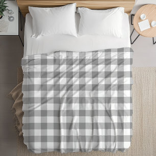 Farmhouse Gray Buffalo Check Plaid Rustic Fleece Blanket