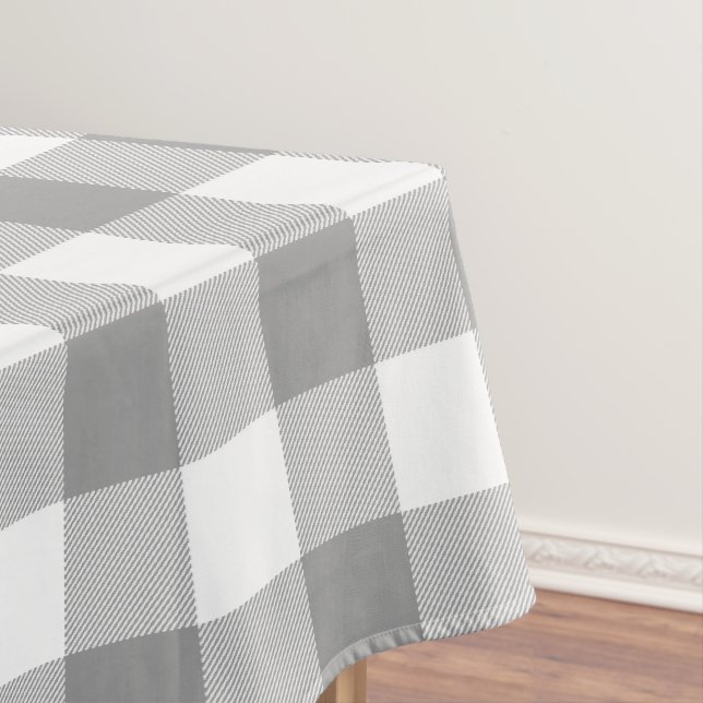 Farmhouse Gray Buffalo Check Plaid Rustic Tablecloth (In Situ)