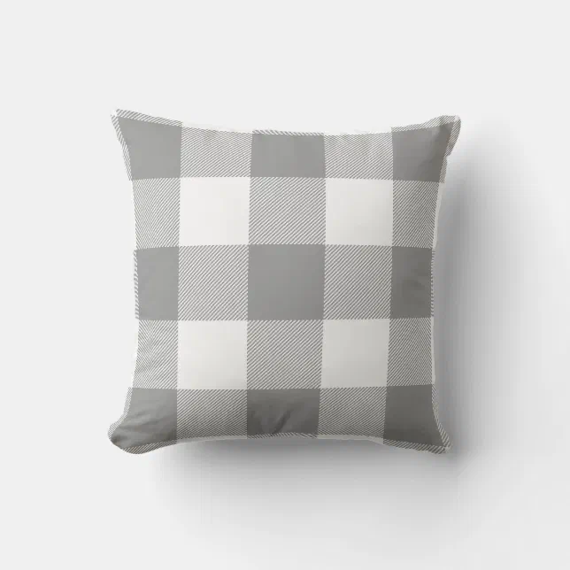 Farmhouse Gray Buffalo Check Plaid Rustic Throw Pillow | Zazzle