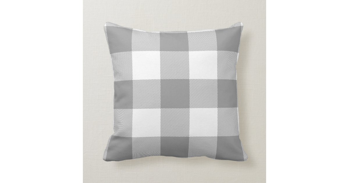 Farmhouse Gray Buffalo Check Plaid Rustic Throw Pillow Zazzle Com