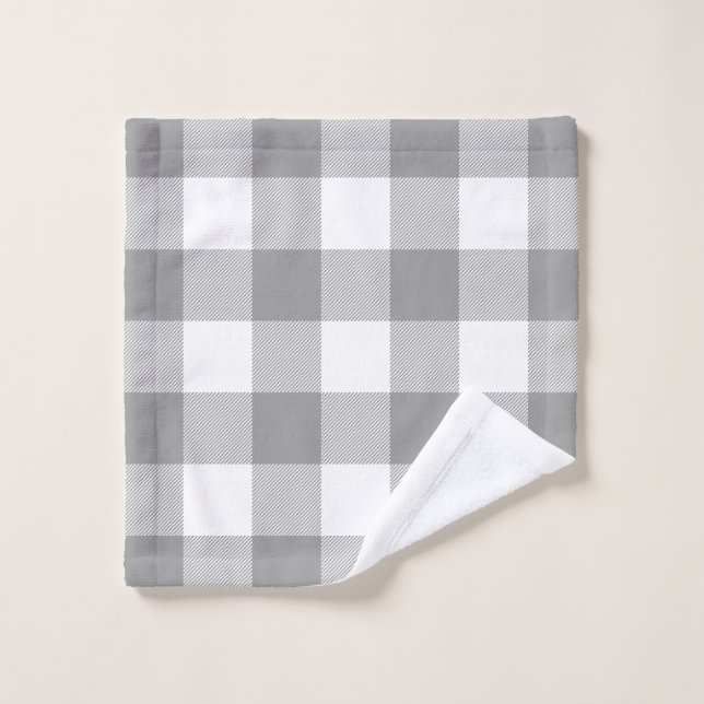 Farmhouse Gray Buffalo Check Plaid Rustic Wash Cloth (Wash Cloth)