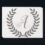 Farmhouse Gray Laurels & Distressed Wood Wooden Box Sign<br><div class="desc">Farmhouse is forever! This timeless little wooden box is printed with a country gray laurels design. Personalized the monogram script letter for a special touch.</div>