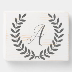 Farmhouse Gray Laurels & Distressed Wood Wooden Box Sign