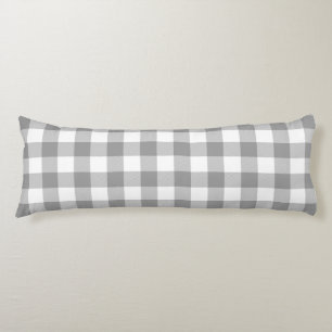 Farmhouse Gray Rustic Buffalo Check Plaid Body Pillow