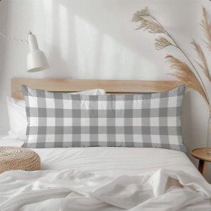 Farmhouse Gray Rustic Buffalo Check Plaid Body Pillow