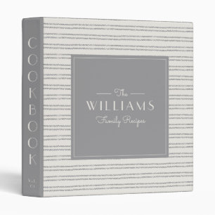 Farmhouse Gray Striped Family Recipe Cookbook 3 Ring Binder