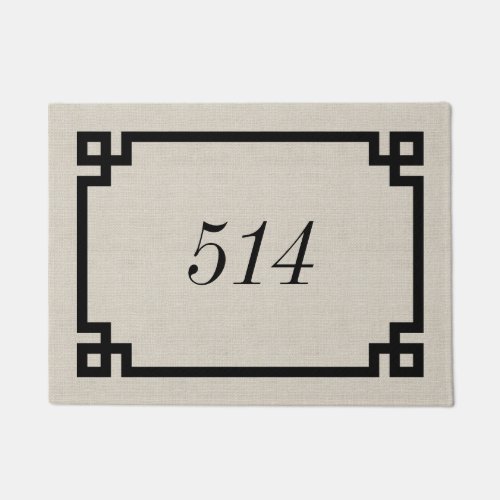 Farmhouse Greek Key Personalized Address Number Doormat