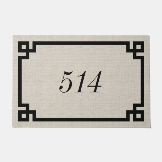 Farmhouse Greek Key Personalized Address Number Doormat