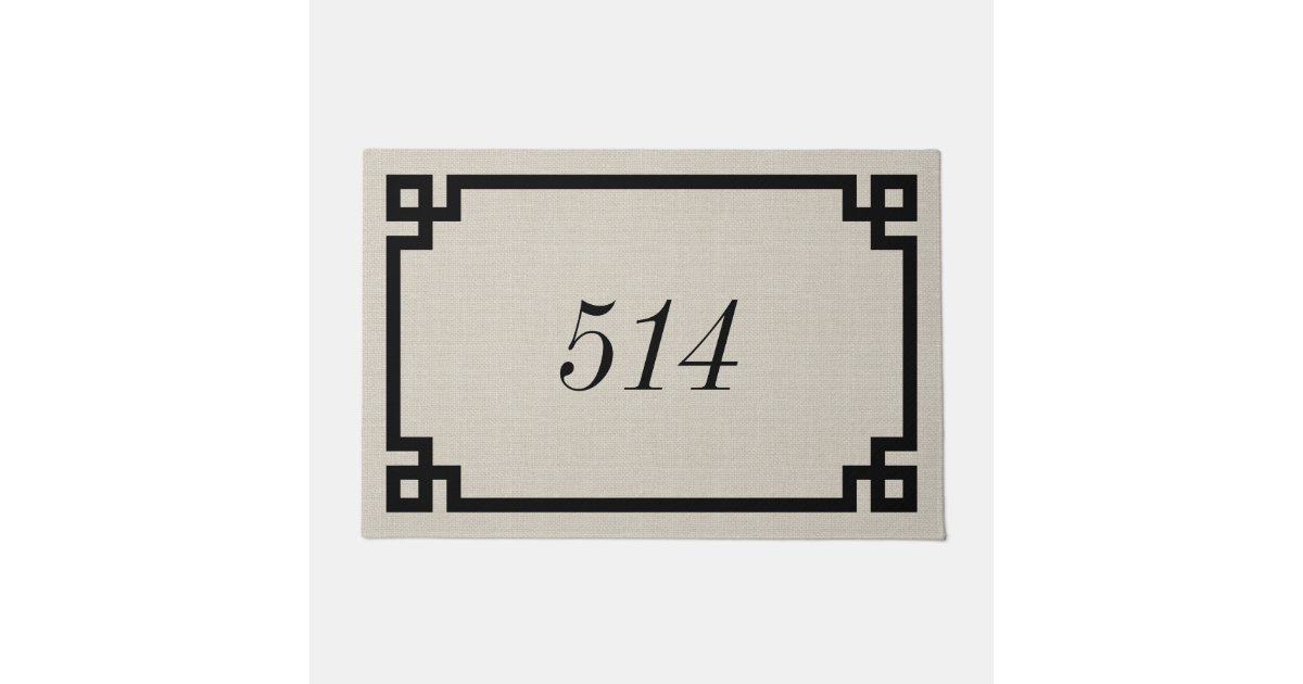 Farmhouse Greek Key Personalized Address Number Doormat