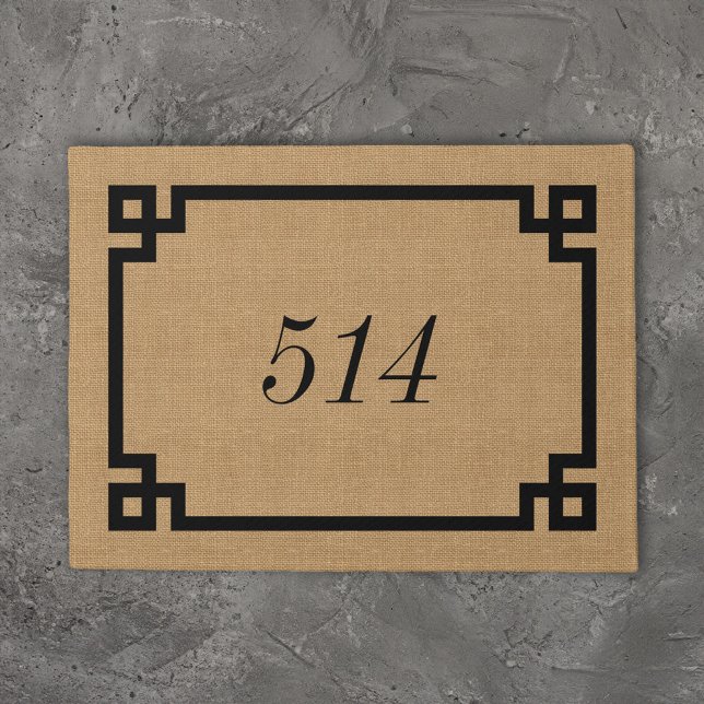 Farmhouse Greek Key Personalized Address Number Doormat (Creator Uploaded)