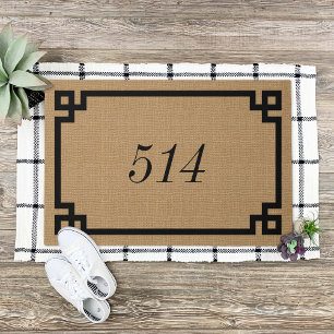 Farmhouse Greek Key Personalized Address Number Doormat