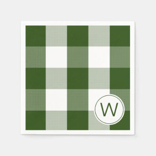 Farmhouse Green MONOGRAM buffalo check Napkins
