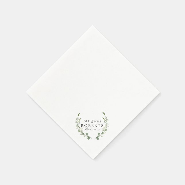 Farmhouse Greenery | Custom Name Wedding Napkins (Corner)
