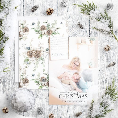 Farmhouse Greenery Merry Christmas Script Photo Ho Holiday Card