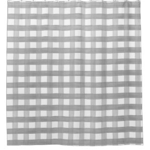 Farmhouse Grey White Buffalo Check Plaid Shower Curtain