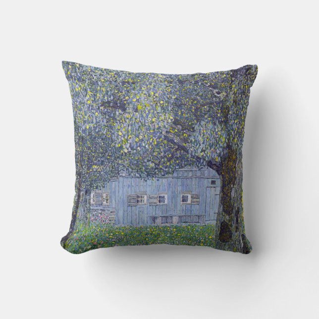 Farmhouse, Gustav Klimt Throw Pillow (Front)
