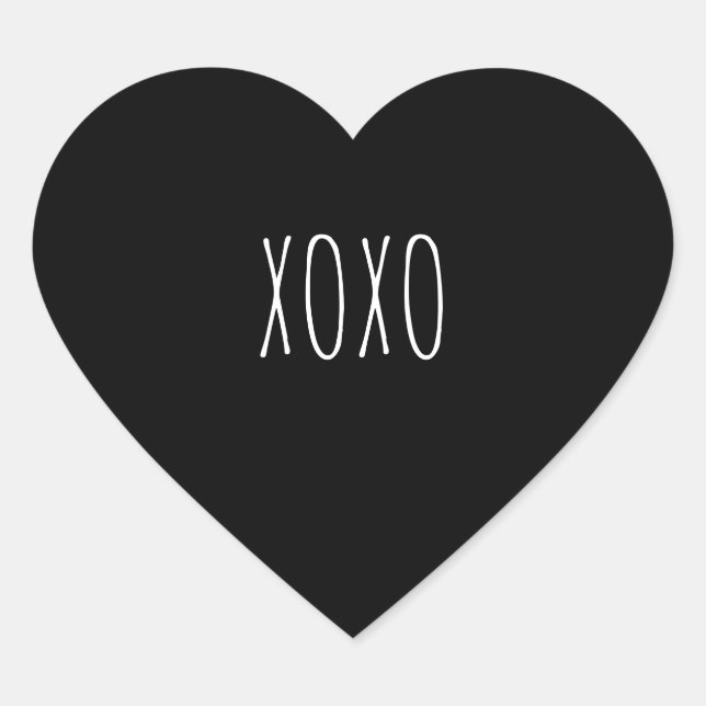 Farmhouse Handwriting Style White and Black Heart Sticker (Front)