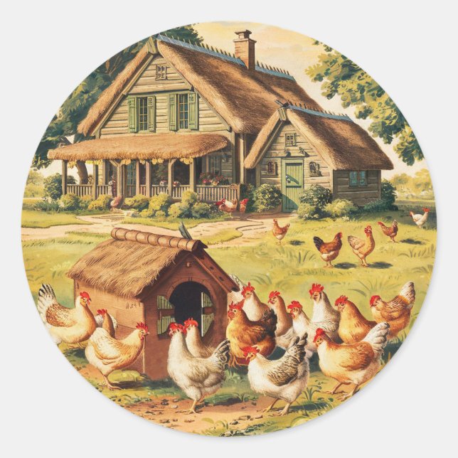 Farmhouse Hen | Farm Or Chicken Coop  Classic Round Sticker (Front)