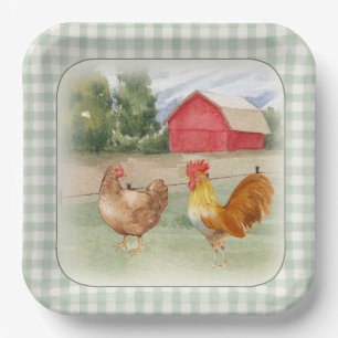 Farmhouse Hen or Rooster Gender Reveal Paper Plate