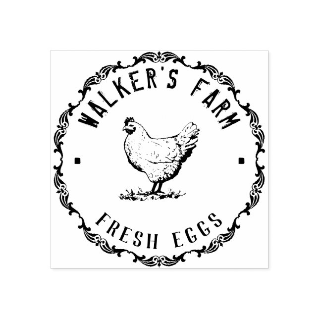 Farmhouse Hen | Personalised Egg  Rubber Stamp (Imprint)