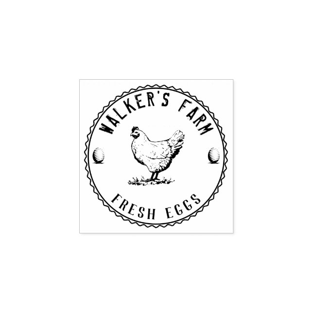 Farmhouse Hen | Personalized Egg  Rubber Stamp (Imprint)