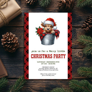 Farmhouse highland cow Christmas holiday invite