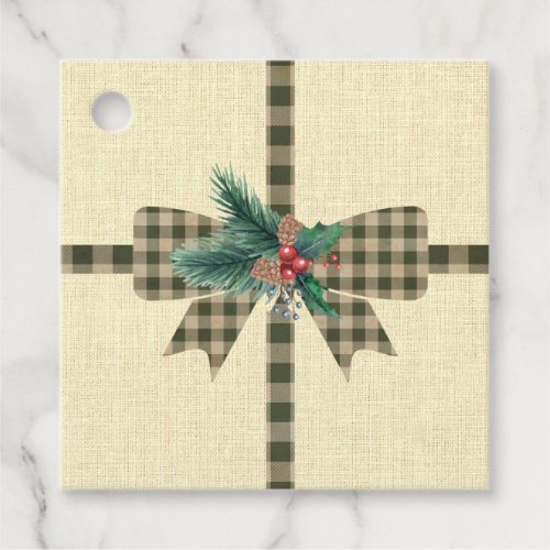 Farmhouse Holiday Plaid Bow  Favor Tags