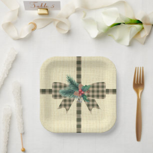 Farmhouse Holiday Plaid Paper Plates