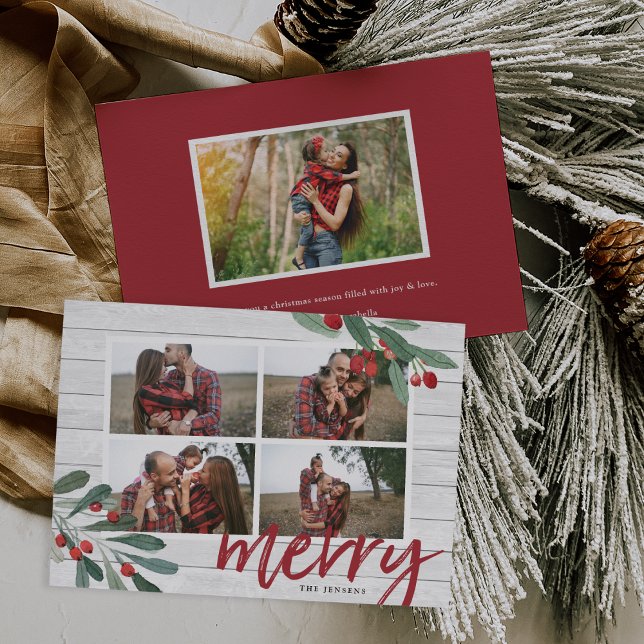 Farmhouse Holly | Holiday Photo Collage Card (Creator Uploaded)