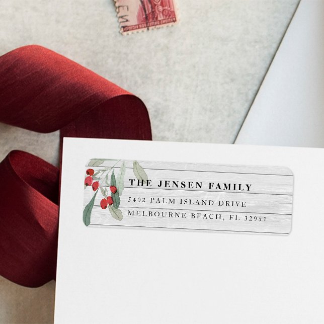 Farmhouse Holly | Holiday Return Address Label (Creator Uploaded)