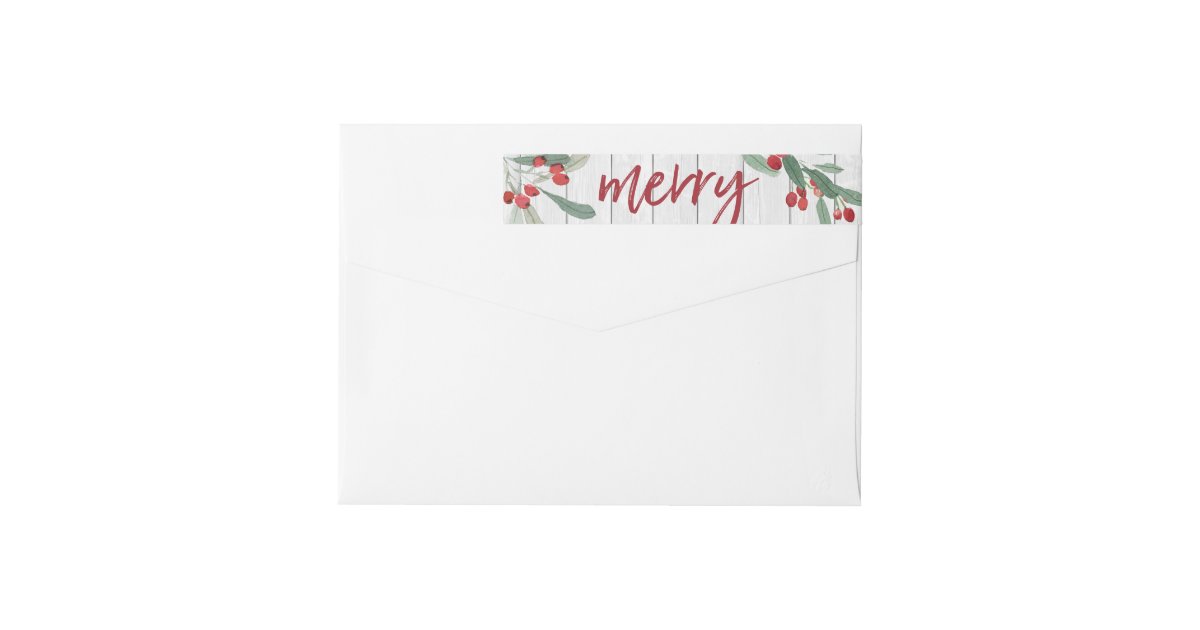 Farmhouse Holly | Holiday Return Address Wrap Around Label | Zazzle