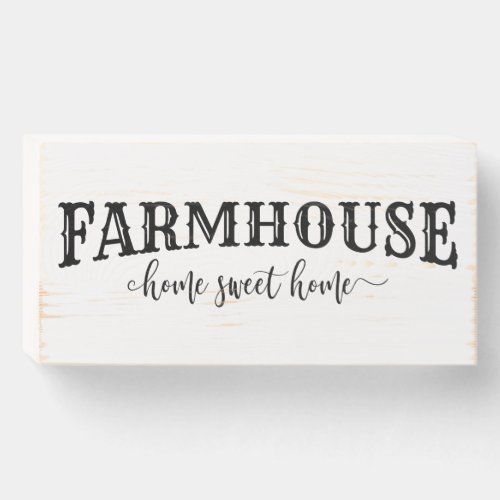 Farmhouse Home Sweet Home Rustic Wood Quote Wooden Box Sign