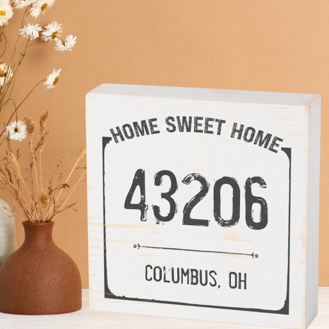 Farmhouse Home Sweet Home Zip Code Wooden Box Sign (Creator Uploaded)