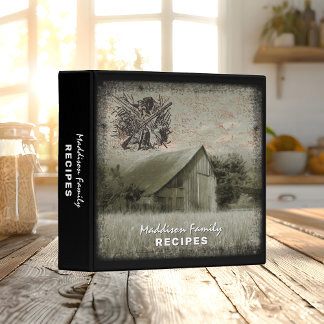 Farmhouse Hunting Ephemera Recipe Book 3 Ring Binder