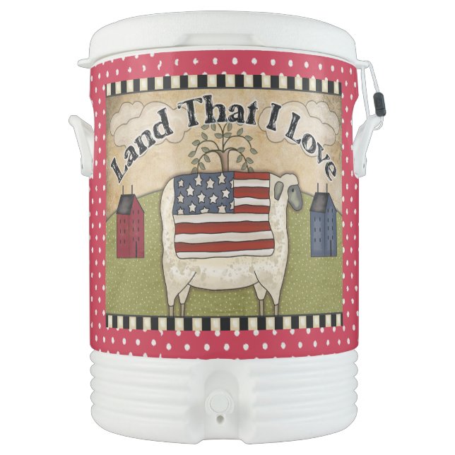 Farmhouse Igloo Half Gallon Beverage Cooler (Front)