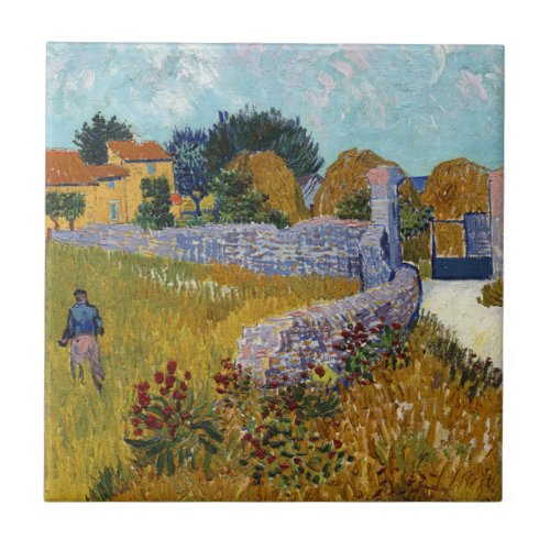 Farmhouse in Provence 1888 by Vincent Van Gogh  Ceramic Tile