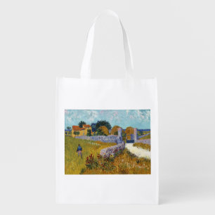 Farmhouse in Provence (1888) by Vincent Van Gogh Grocery Bag