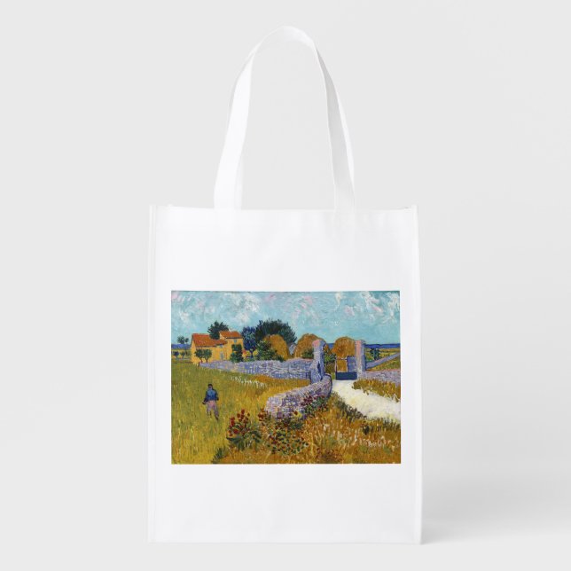 Farmhouse in Provence (1888) by Vincent Van Gogh Grocery Bag (Front)