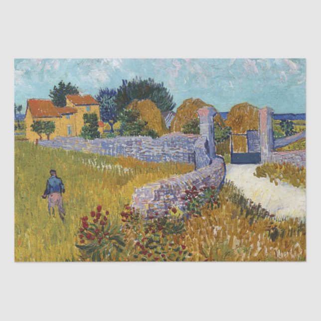 Farmhouse in Provence (1888) by Vincent Van Gogh Tissue Paper (Front)