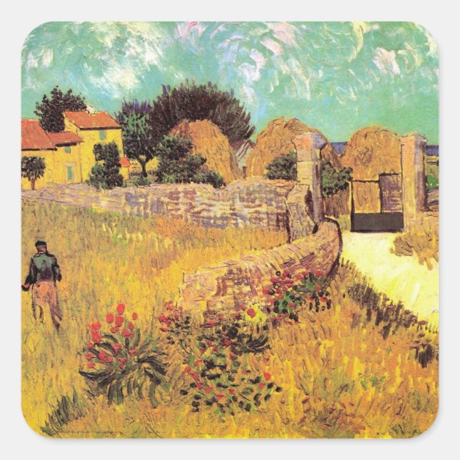 Farmhouse in Provence by Vincent van Gogh Square Sticker (Front)