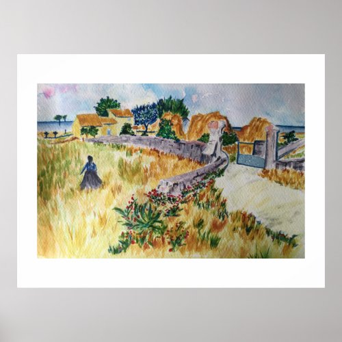 Farmhouse in Provence in the Style of Van Gogh Poster