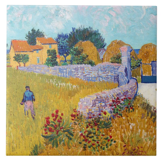 Farmhouse in Provence, Van Gogh Ceramic Tile (Front)
