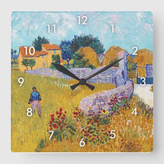 Farmhouse in Provence, Van Gogh Square Wall Clock (Front)