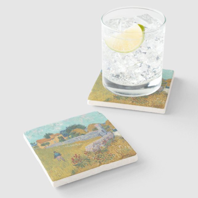 Farmhouse in Provence | Vincent van Gogh Stone Coaster (Side)