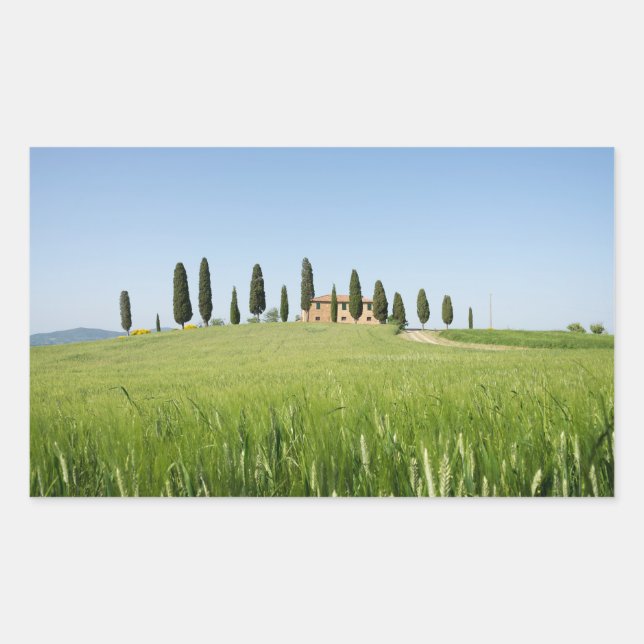 Farmhouse in Tuscany rectangular sticker (Front)