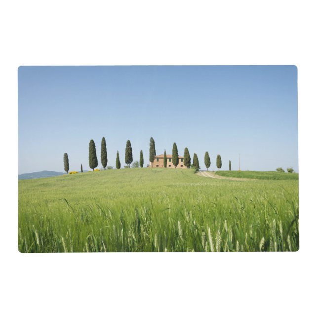 Farmhouse in Tuscany with cypresses in spring Placemat (Back)