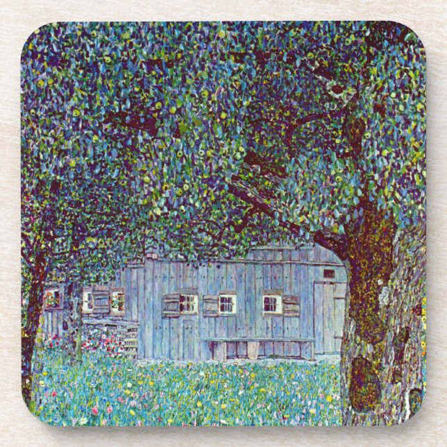 Farmhouse in Upper Austria by Gustav Klimt Beverage Coaster (Front)