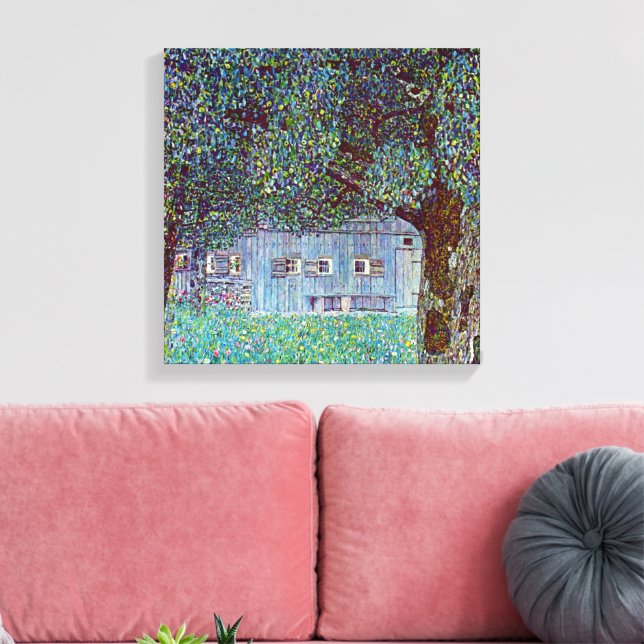 Farmhouse in Upper Austria by Gustav Klimt Canvas Print (Insitu(LivingRoom))