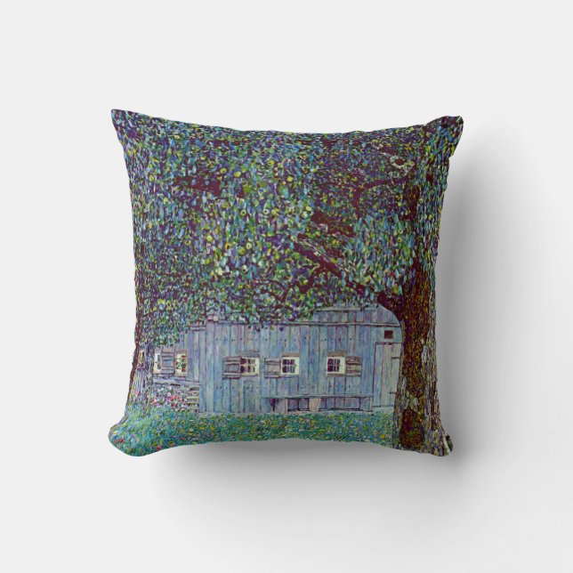 Farmhouse in Upper Austria by Gustav Klimt Throw Pillow (Front)