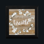 Farmhouse Inspiration - Breathe Gift Box<br><div class="desc">Farmhouse Inspiration II by Jennifer Paxton Parker. Features the word "Breathe" in cursive alongside a cotton wreath and wood plank background.</div>